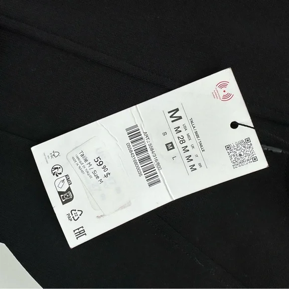 Zara Black Corset Fit & Flare Dress Puff Sleeve Size M - Picture 8 of 9